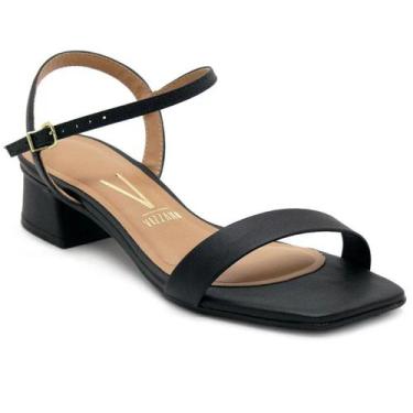 Imagem de Sandália Vizzano Salto Bloco Baixo Casual Feminina - Preto, 37