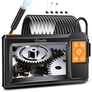 Imagem de Câmera de endoscópio com luz, câmera de inspeção com tela IPS de 4,3 polegadas, HD 1920p com 8 luzes LED, cabo semirrígido de 10 metros e luz LED traseira, boroscópio impermeável IP67, aparelhos