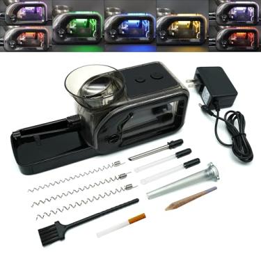 Imagem de Máquina elétrica de enrolar cigarros de tabaco, máquina injetora de cone portátil, rolo ajustável preto claro pulsante multicolorido para cigarros 5,5/6,5/8 mm e cones pré-enrolados para tamanho king