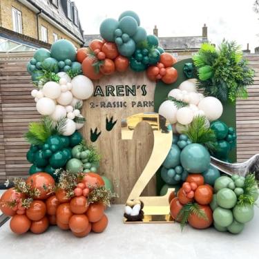 Imagem de ECEAE Dinosaur Balloon Garland Kit Foil Dino Ranch Gold Dark Green Balloons Arch For Jurassic World Park Birthday Party Supplies Reptile Safari Themed 3 Rex Roar 4 Birthday Decorations Boys Girls