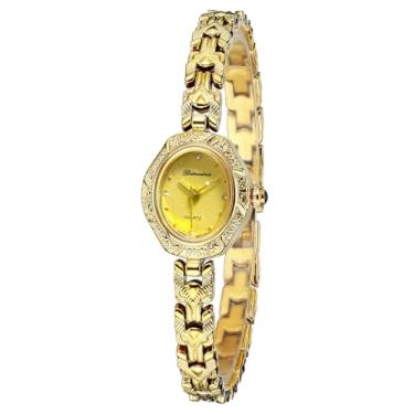 Imagem de FORSINING Relógios dourados femininos vintage de aço inoxidável delicados pequenos hexagonais femininos