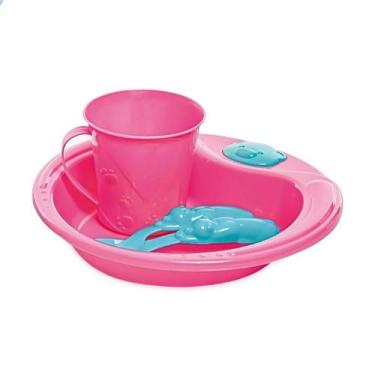 Imagem de Kit Alimentação Prato Copo e Talheres Adoleta Rosa 0940-104 - Adoletá