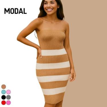 Imagem de Vestido sem alça Tricot Modal Premium - Vitrine Collection, Nude, U