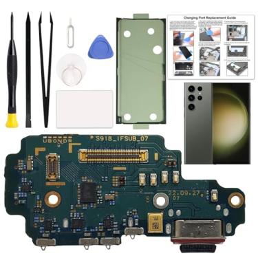 Imagem de Substituição da porta de carregamento compatível com Galaxy S23 Ultra US Variants SM-S918U/V/U1/W Series, inclui guia e ferramentas