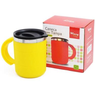 Imagem de Caneca termica de inox com tampa de plastico colors 450ml na caixa - W