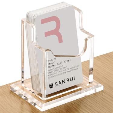 Imagem de SANRUI Porta-Cartões De Visita Vertical Para Mesa, Suporte Acrílico Transparente, 1 Compartimento, Comporta 50-60 Cartões