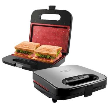 Imagem de Sanduicheira e Grill Britânia 2 em 1 Ceramica Redstone 750W, Preto, 11