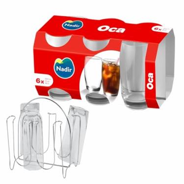 Imagem de Jogo Copos Oca 6un c Escorredor de Copos Inox Vidro