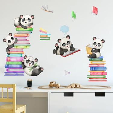 Imagem de Adesivos de parede de animais para berçário (filhote de girafa panda) decoração de canto de leitura para quarto de crianças, sala de aula, sala de jogos e biblioteca, papel de parede de vinil