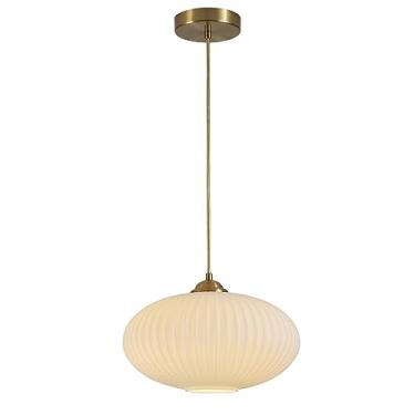 Imagem de Flyrose Luz pendente de globo dourado moderno de meados do século, luzes pendentes de latão antigo, ilha de cozinha, grande, luz pendente de vidro de leite, luz suspensa de teto de vidro canelado