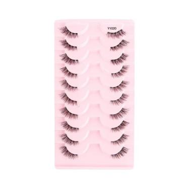 Imagem de Cílios Postiços Naturais Longos E Fluffy 3D Mink Cat Eye 10 Pares Feit