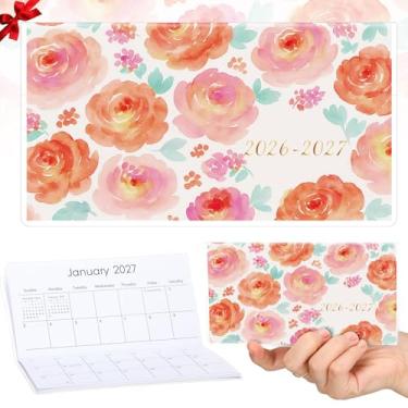 Imagem de ReliThick 17,8 cm x 16,5 cm 2026-2027 calendário de bolso para bolsa pequena agenda mensal caderno capa de PVC bolso calendário bloco de notas apreciação presente presente para mulheres mãe amigas