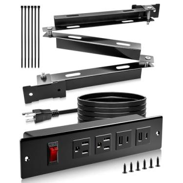 Imagem de Régua de alimentação compacta para estação de carregamento na gaveta com portas USB-C PD 20W * 2 tomadas CA * 2 portas QC 15A TR USB-A * 2 cabos de alimentação de 18 m, braço de cabo de alumínio para