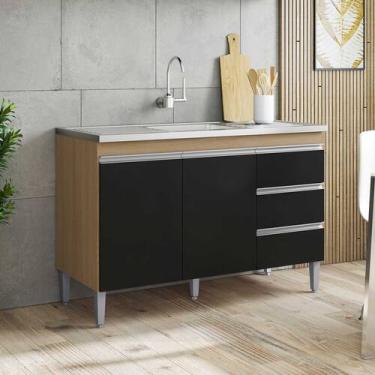 Imagem de Balcão de Pia Andréia Multiuso 1 m 2 portas 3 Gavetas Design Moderno p