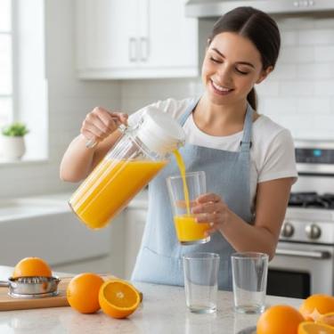 Imagem de Kit Jarra de Vidro 1 Litro + Conjunto 6 Copos de Vidro – Transparente