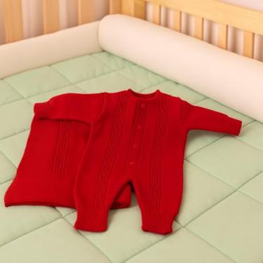 Imagem de SAIDA MATERNIDADE 2 PÇS EM TRICOT MODELO ACONCHEGO (Vermelha, Com Botão)