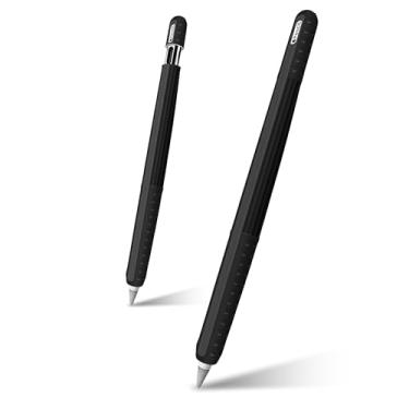 Imagem de IRAINSUN (Pacote com 2) Capa protetora para Apple Pencil (2ª Geração/Pro/USB-C) - Aderência aprimorada, design antiderrapante, leve e resistente a arranhões (preto)