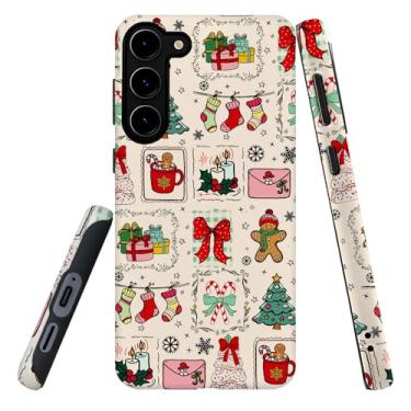 Imagem de DJSOK Compatível com Samsung Galaxy S23, PC fosco antiarranhões à prova de choque - Natal gengibre sem costura