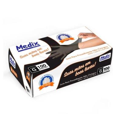 Imagem de Luva Nitrilica Preta Tamanho G Medix - Medix Brasil
