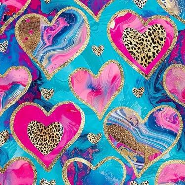 Imagem de Yzogbry Papel de parede moderno rosa azul abstrato coração descascar e colar decoração de parede autoadesivo papel de parede adesivo fácil de retirar contato para apartamento locatário