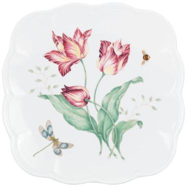 Imagem de Prato Decorativo de 22 cm com Tema de Flores e Libélula, Formato Redondo e Material de...