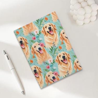 Imagem de Cadernos de retrato de cachorro com flores em aquarela para trabalho, caderno de composição A5, caderno pautado para faculdade, agenda de viagem forrada para escrever anotações, presentes para amantes