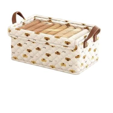 Imagem de Caixa Organizadora, Kit 2 Caixa de Roupa Organizador Cinza Dobrável e Tecido Impermeável(20x47x28cm）(BEGE com tampa,3 uni)