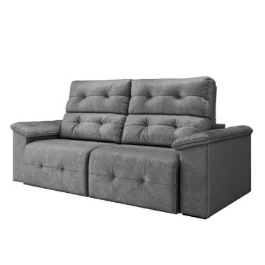 Imagem de Sofá Retrátil Reclinável 1,95m Cama 3 Lugares Marrocos Cinza Suede Cinza
