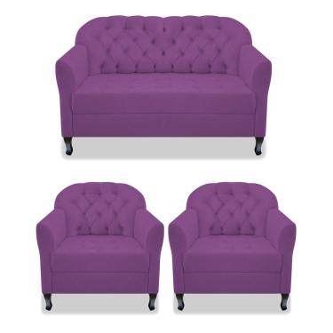 Imagem de Kit Namoradeira E 02 Poltrona Julia Suede Roxo