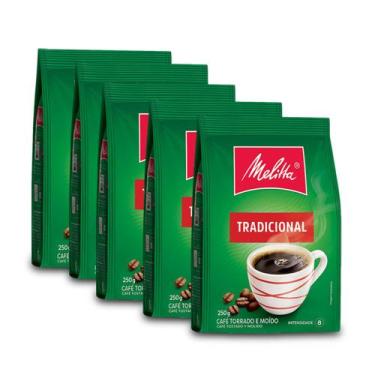 Imagem de Café Moído Melitta Tradicional Kit 5 Pacotes de 250g