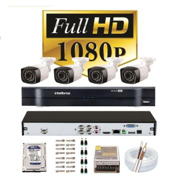 Imagem de Kit 4 Câmeras de Segurança Full Hd 1080p 2 MP Leds Infra + Dvr Intelbras Mhdx  Full Hd - Intelbras
