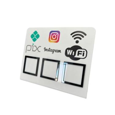 Imagem de Placa Pix Display Mesa Balcão PIX INSTAGRAM E WI-FI(Branco c/Cinza)