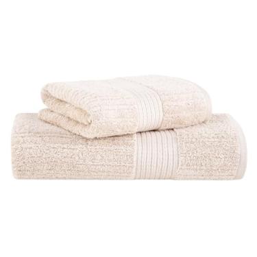 Imagem de Buddemeyer, Kit Jogo de Toalhas Buddemeyer 2 Peças Banho e Rosto Fio Penteado Canelado 100% Algodão UltraSoft Cor:Bege 3032