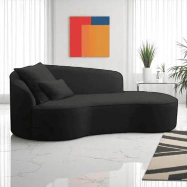 Imagem de Divã Recamier Sofá Curvo Sala De Tv E Estar Recepção Inglaterra 180cm Lado Direito Linho Preto- Mabe Magazine