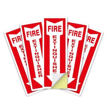 Imagem de OLANZU Pacote com 5 adesivos de extintor de incêndio 10 x 30 cm - vinil de 5 mil - placa de extintor de incêndio para negócios com flecha - autoadesivo durável, à prova de intempéries e proteção UV