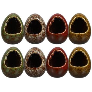 Imagem de HEALLILY 8 peças de ornamentos de vaso de cerâmica em forma de ovo suporte de gelo seco para decoração de mesa de hotel