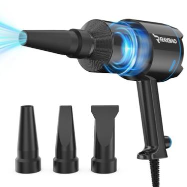 Imagem de RAYBAO Soprador de secador de carro Air Cannon 1300W 22000FPM 90CFM soprador de ar filtrado para detalhamento/lavagem de carro, cabo longo de 5 m, soprador potente para motocicletas de barco RV