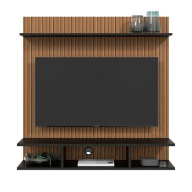 Imagem de Painel Para TV 32 Polegadas Suspenso Com Prateleira Nicho Onix - Ripado/Preto