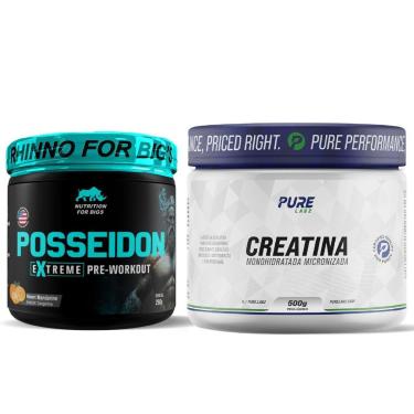Imagem de Kit Pré Treino Posseidon Morango C/Kiwi + Creatina Pura 500g Pure Athletic-Unissex
