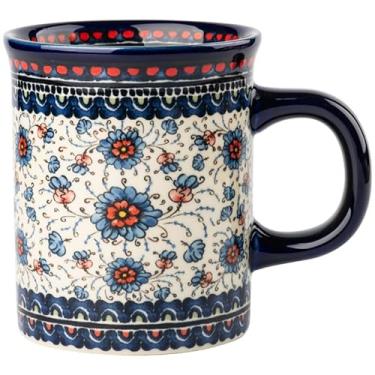 Imagem de Caneca de café de cerâmica, 400 ml, xícaras de chá de cerâmica pintadas à mão com design exclusivo para bebidas quentes ou frias (grama de mirtilo)