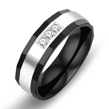 Imagem de Uloveido Anéis de noivado de casamento de aço inoxidável de titânio para casais gravados amor real Y552, 8, Metal não precioso, Zircônia cúbica