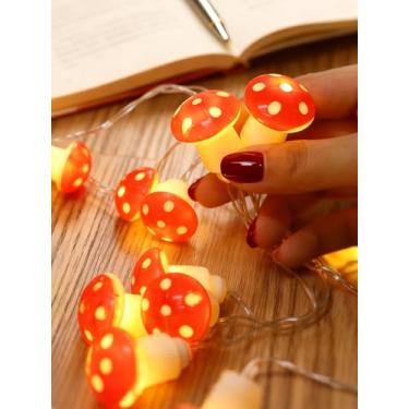 Imagem de Cordão de luzes de cogumelo Deko Leuchte de 1,5 m, alimentado por bateria (não incluída), lâmpada Fliegenpilz para decoração de outono e festa de jardim interno e externo