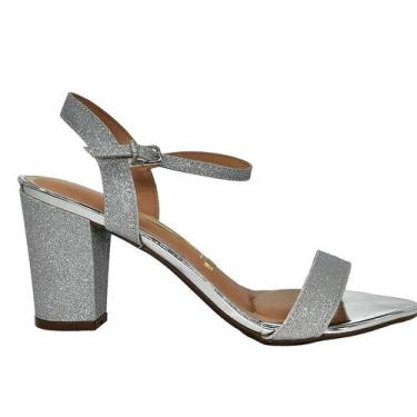 Imagem de Sandália Feminina De Festa Brilhosa Salto Médio Confortável Vizzano 62