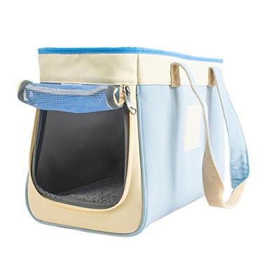 Imagem de Bolsas de transporte para animais couro Canvas com janela malha e zíper gatos cachorros pequenos alças superiores coleir