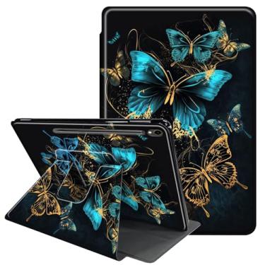 Imagem de RAUEDWDJS Capa para Samsung Galaxy Tab S10 FE 2025/S9 FE 27.7 cm/S9 27.9 cm 5G-360 Graus Rotação Multi-ângulo Visualização Capa Protetora com Suporte S-Pen + Auto Sleep/Wake-Blue Butterfly
