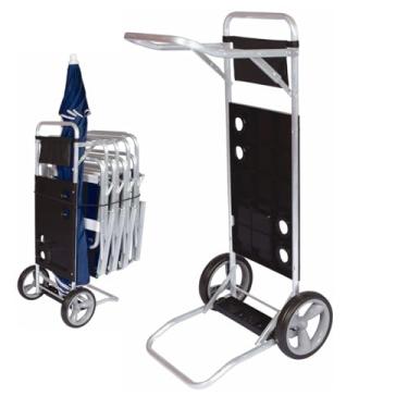 Imagem de Carrinho De Praia Simples Em Alumínio Para Cadeiras Guarda Sol Preto - 002595 Mor