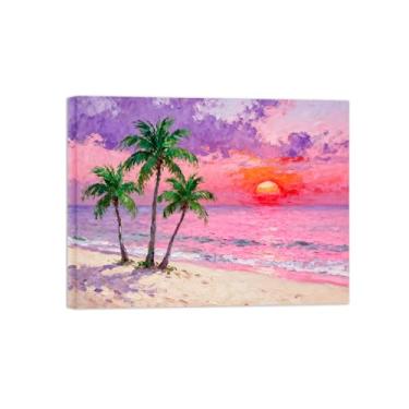 Imagem de Arte de parede paisagem imagem em tela - árvore praia mar decoração moderna impressão pintura para sala de estar pronto para pendurar 30x40cm12x16in tela embrulhada