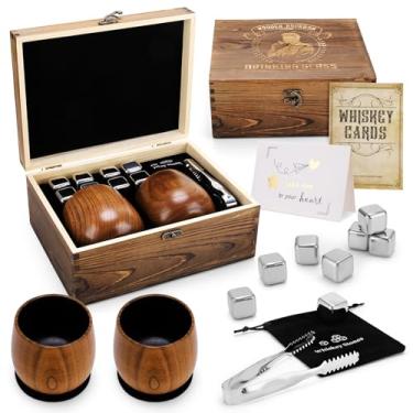 Imagem de Ovveroche Conjunto de copos de bourbon de madeira, presentes de bourbon, presentes para homens, copos de uísque de madeira carbonizada, copo de vinho para pai, homens, namorado, pai, amigos, irmão