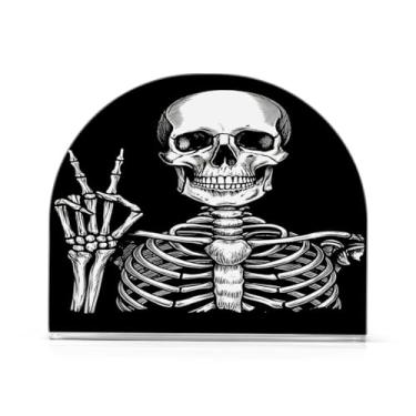 Imagem de Qilmy Porta-guardanapos de acrílico de caveira de grafite, suporte de guardanapo de coquetel de plástico transparente para mesas de restaurante de cozinha, 2 peças