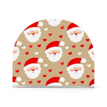 Imagem de JUZIHAI Porta-guardanapos de Natal fofo de Papai Noel para mesa, dispensador de guardanapo de acrílico, suporte de lenços independente de mesa para cozinha, jantar, bar, festa, decoração de casa